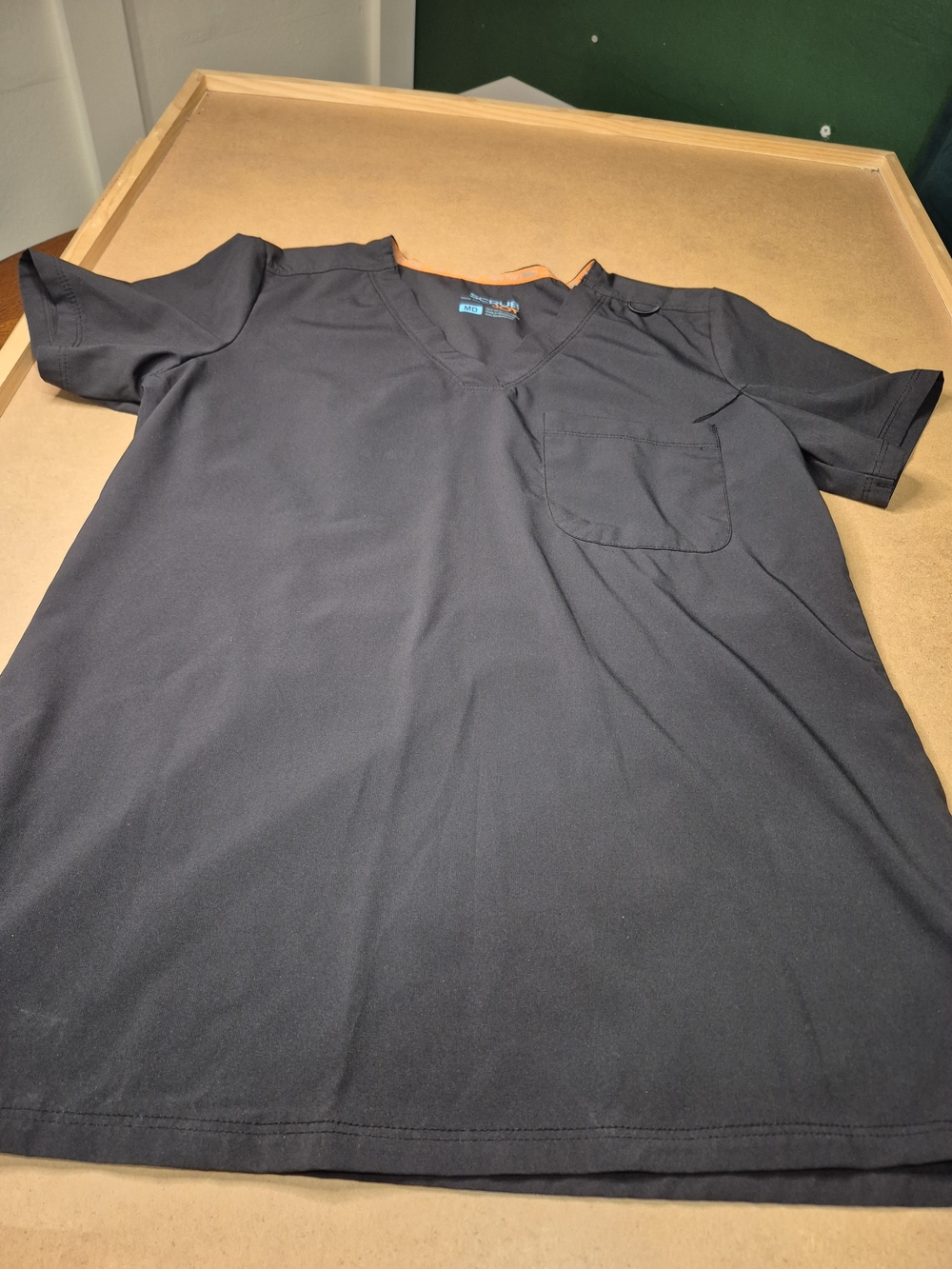 Classic V-Neck Short Sleeve Scrub Top - Black